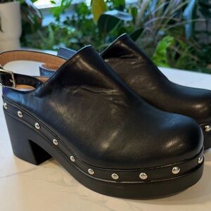 Black Studded Women's Clogs